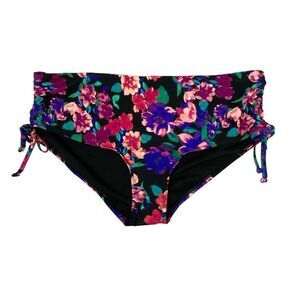 Time And Tru Womens Black‎ Floral Bathing Suit Bottom Size 3X Modest Coverage